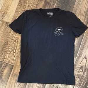 The Rolling Stones Black Tee with Iconic Logo